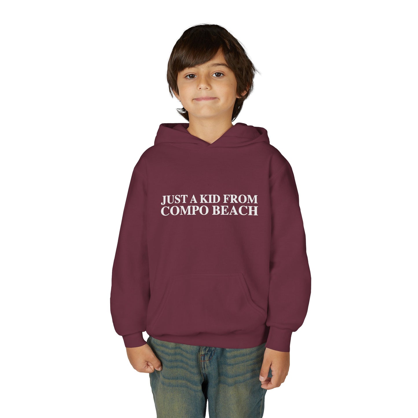 Just a kid from Compo Beach Youth Heavy Blend Hooded Sweatshirt