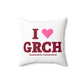 I Heart GRCH Spun Polyester Square Pillow