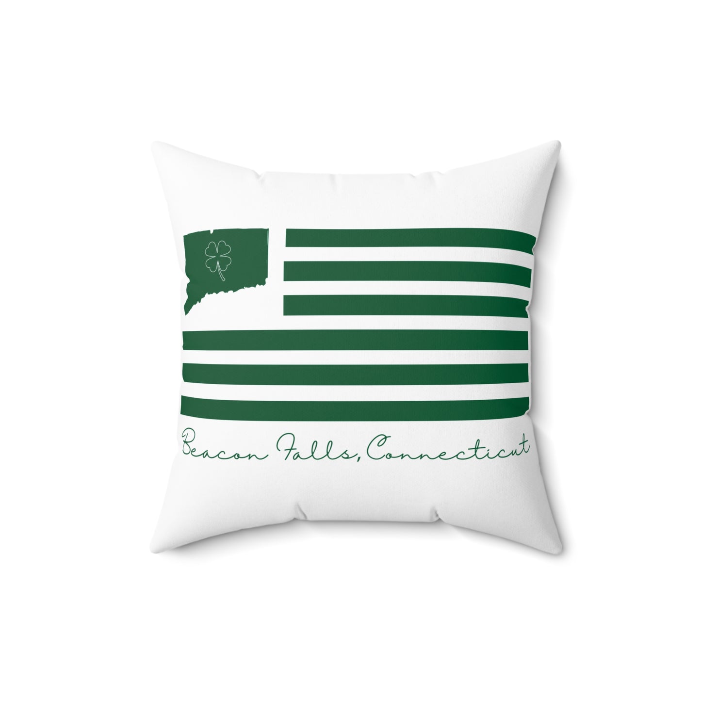 Beacon Falls Connecticut St. Patrick’s Day Flag Spun Polyester Square Pillow