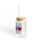 New Fairfield Love Glass Can with Straw and Lid, 16oz