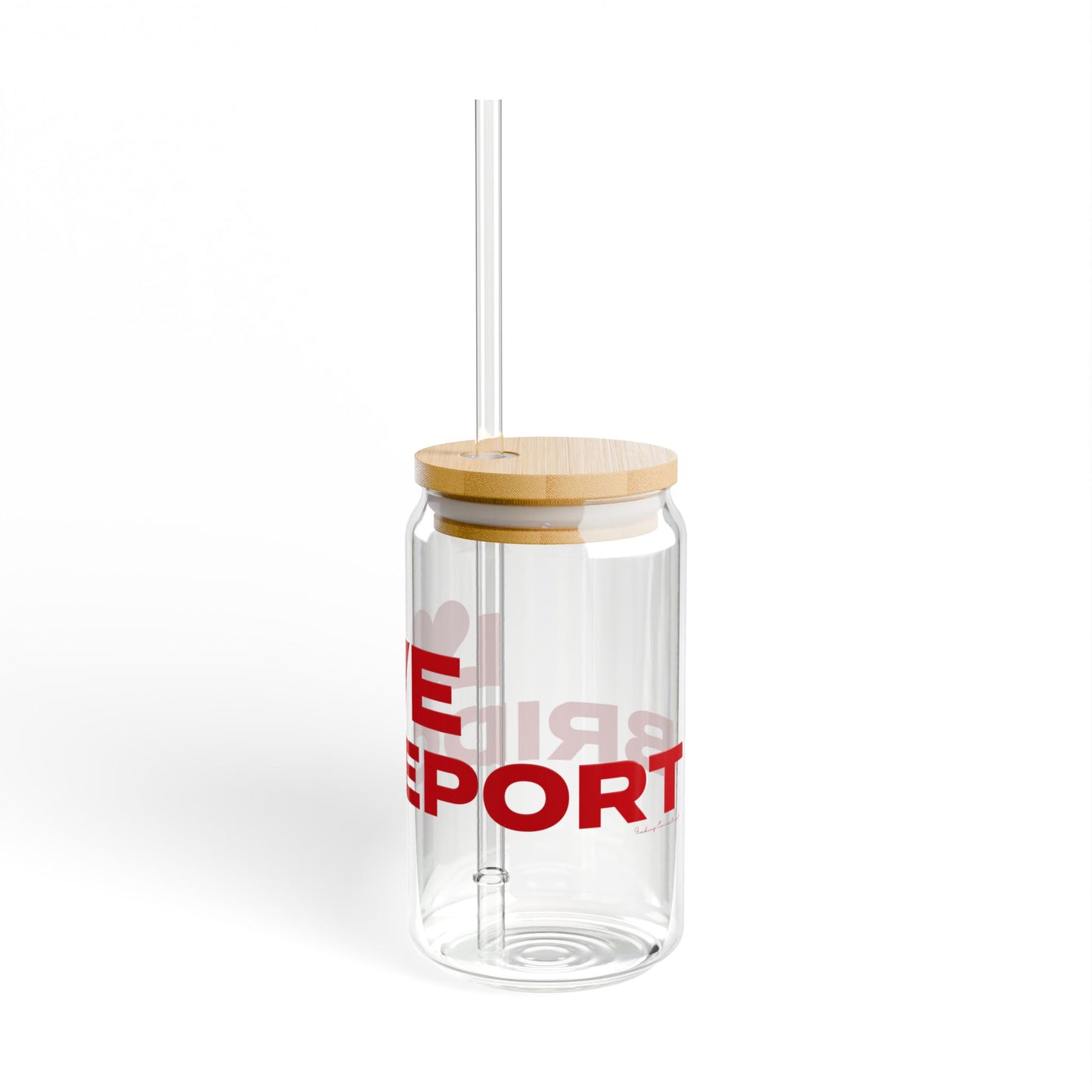 Love Bridgeport Glass Can with Straw and Lid, 16oz