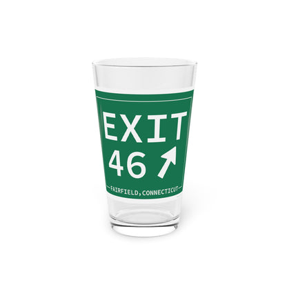 Vintage Exit 46 Merritt Parkway Sign Pint Glass, 16oz