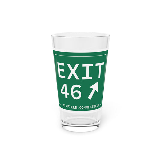 Vintage Exit 46 Merritt Parkway Sign Pint Glass, 16oz