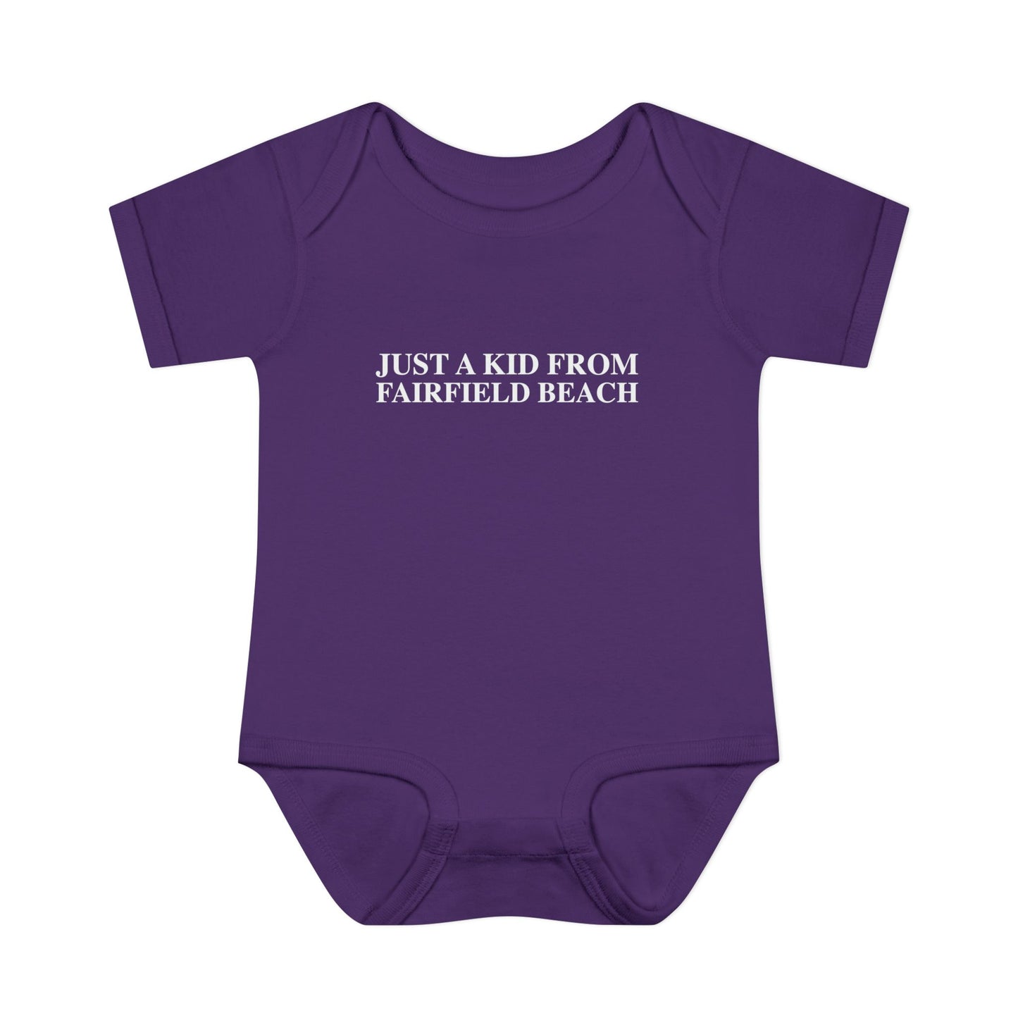 Just a kid from Fairfield Beach Infant Baby Rib Bodysuit