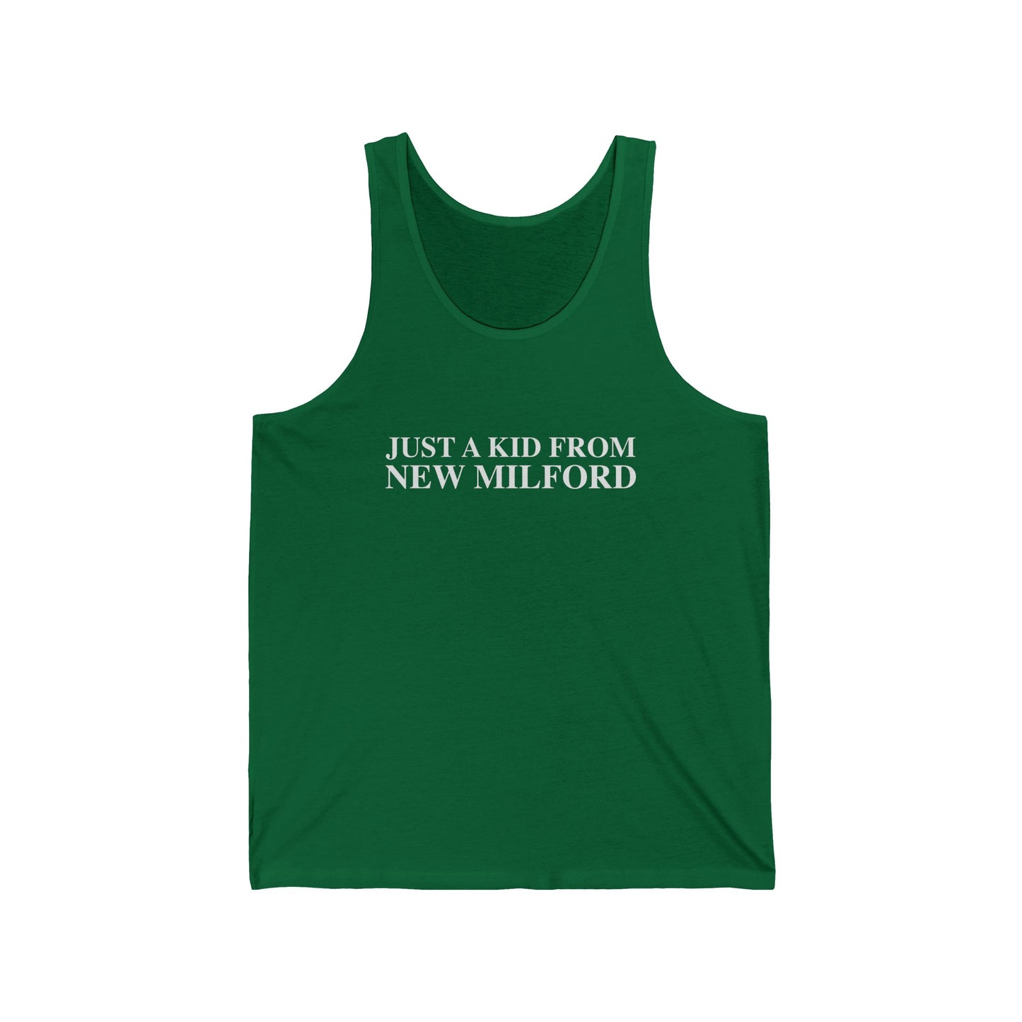 Just a kid from New Milford Unisex Jersey Tank Top