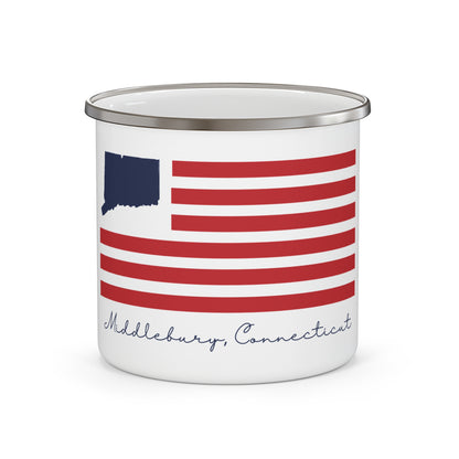 Middlebury Connecticut Flag Enamel Camping Mug
