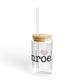 I Heart Monroe. Glass Can with Straw and Lid, 16oz