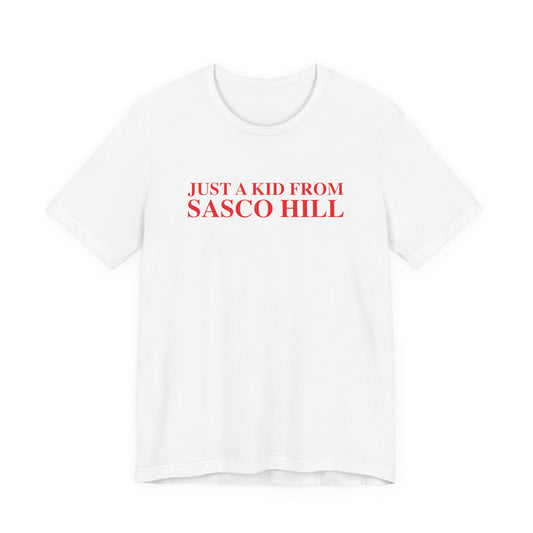 Just a kid from Sasco Hill Unisex Jersey Short Sleeve T-Shirt