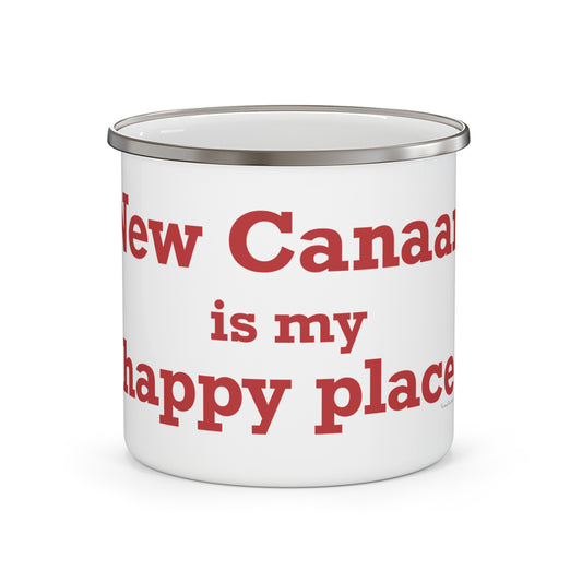New Canaan Is My Happy Place Enamel Camping Mug