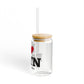 I Heart ESTN Glass Can with Straw and Lid, 16oz