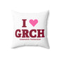 I Heart GRCH Spun Polyester Square Pillow