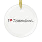 I Heart Connecticut. Glass Ornaments