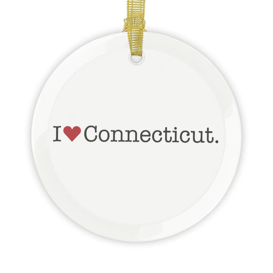 I Heart Connecticut. Glass Ornaments