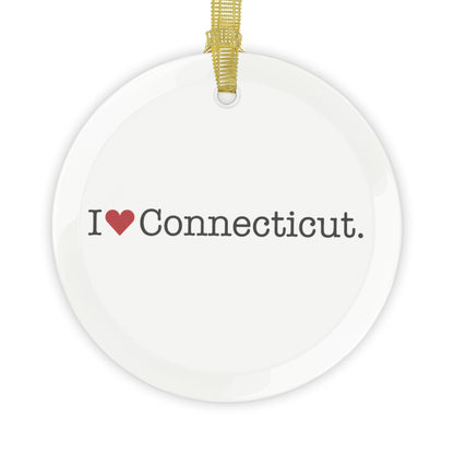 I Heart Connecticut. Glass Ornaments