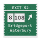 Vintage Merritt Parkway Exit 52 Sign Matte Canvas, Stretched, 1.25"