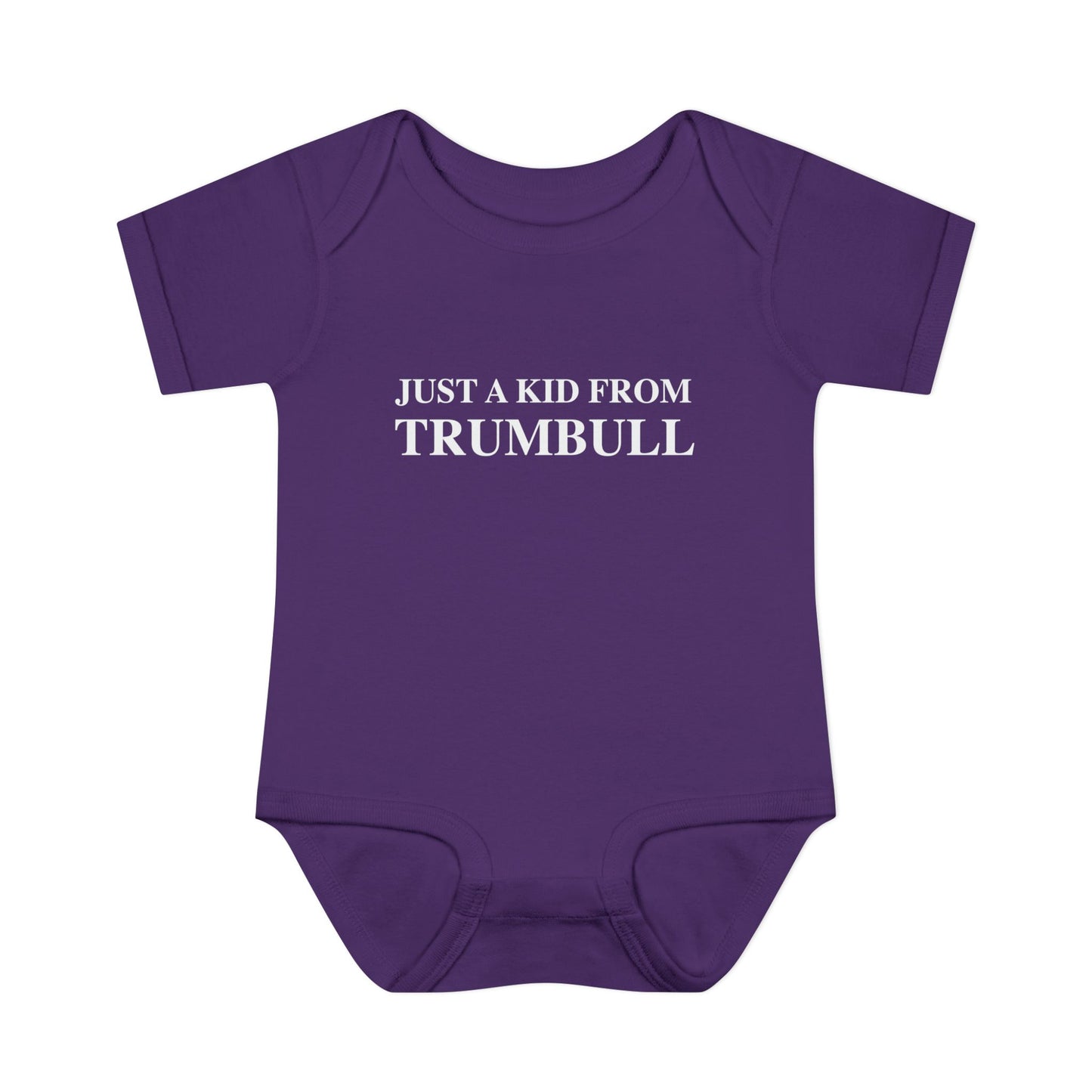 Just a kid from Trumbull  Infant Baby Rib Bodysuit