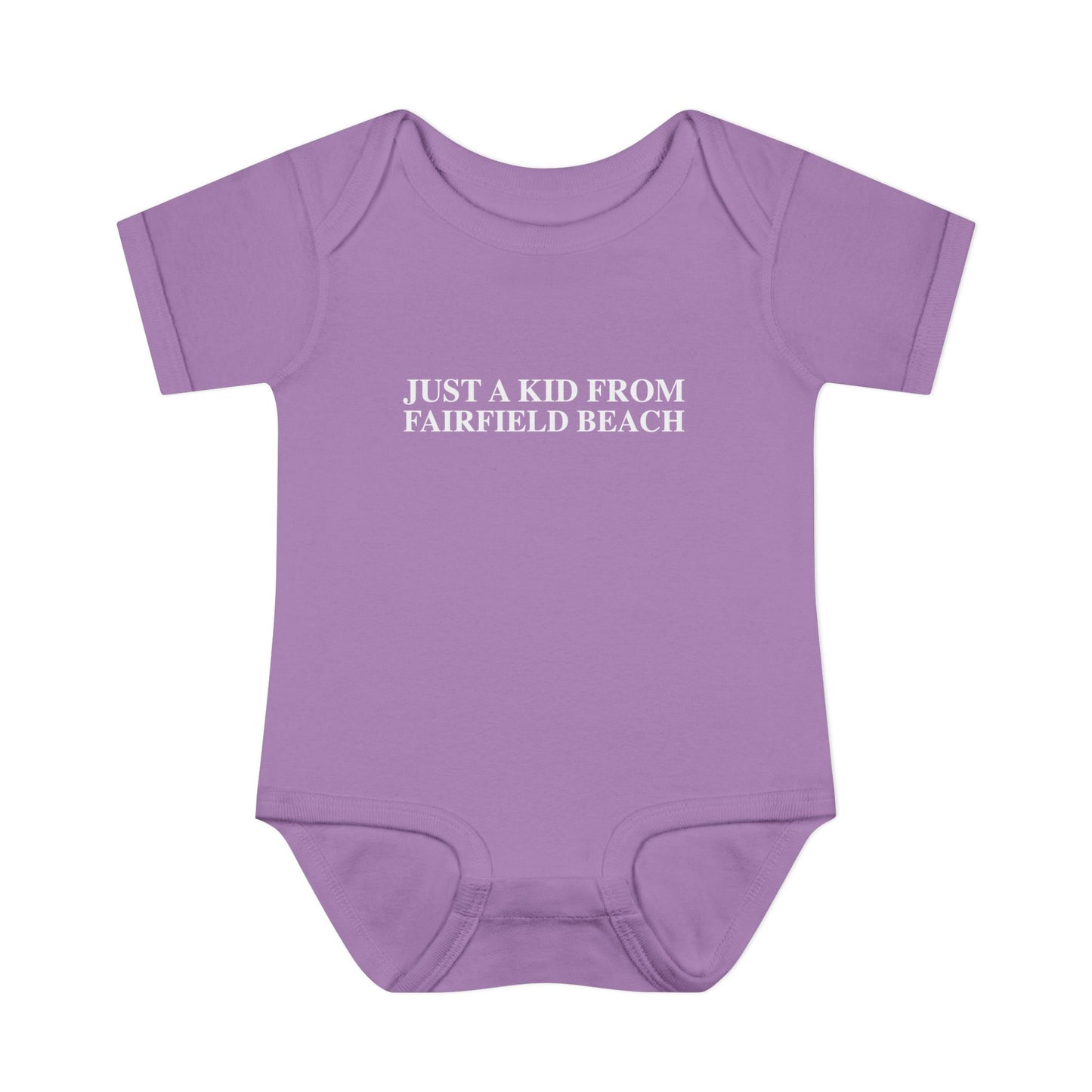 Just a kid from Fairfield Beach Infant Baby Rib Bodysuit