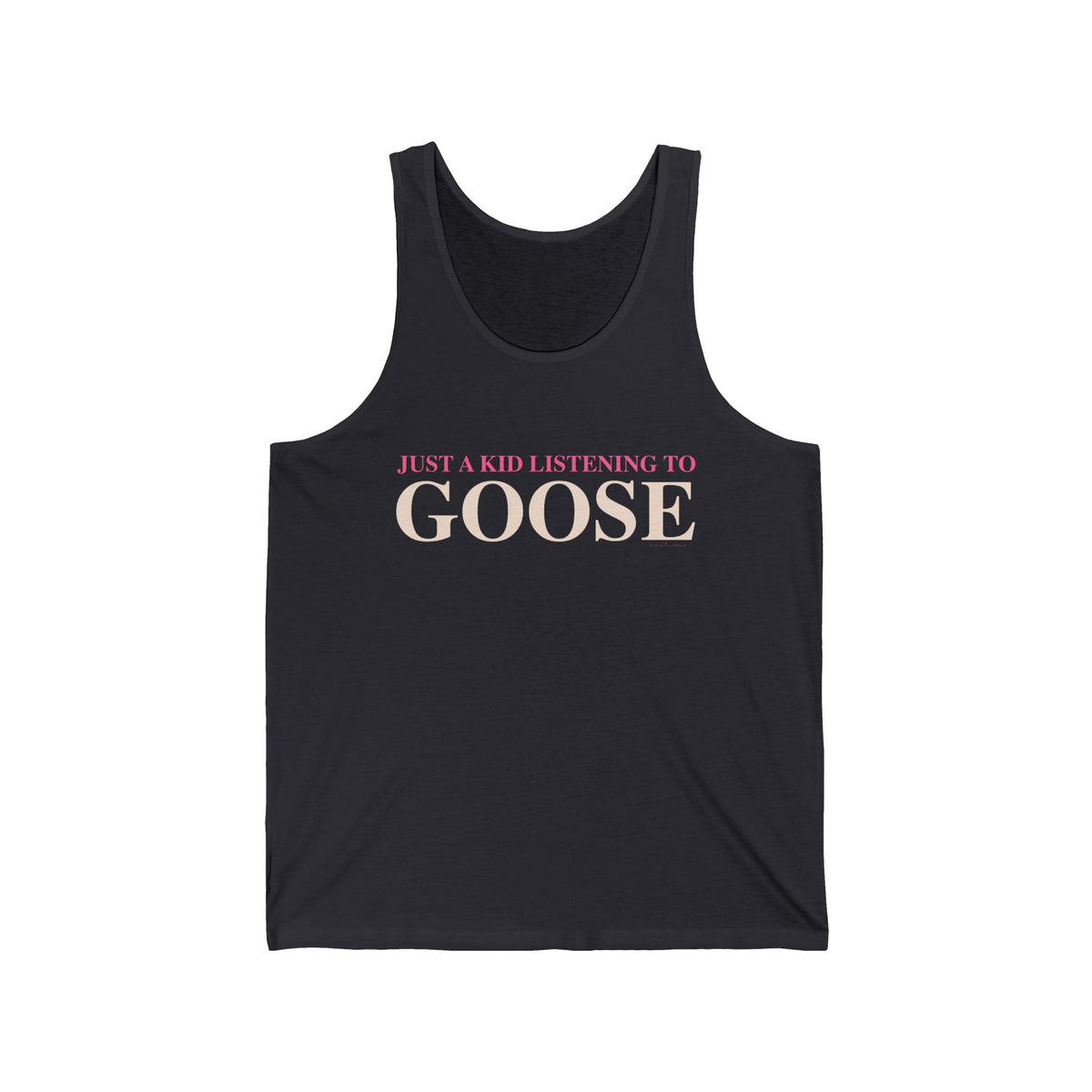 Just a kid listening to Goose - Peach & Pink Unisex Jersey Tank Top