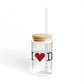 I Heart Darien. Glass Can with Straw and Lid, 16oz