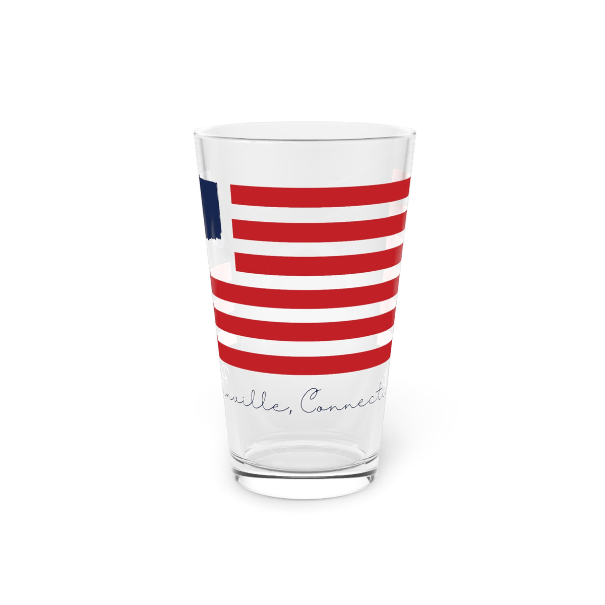 Plainville Connecticut Flag Pint Glass, 16oz