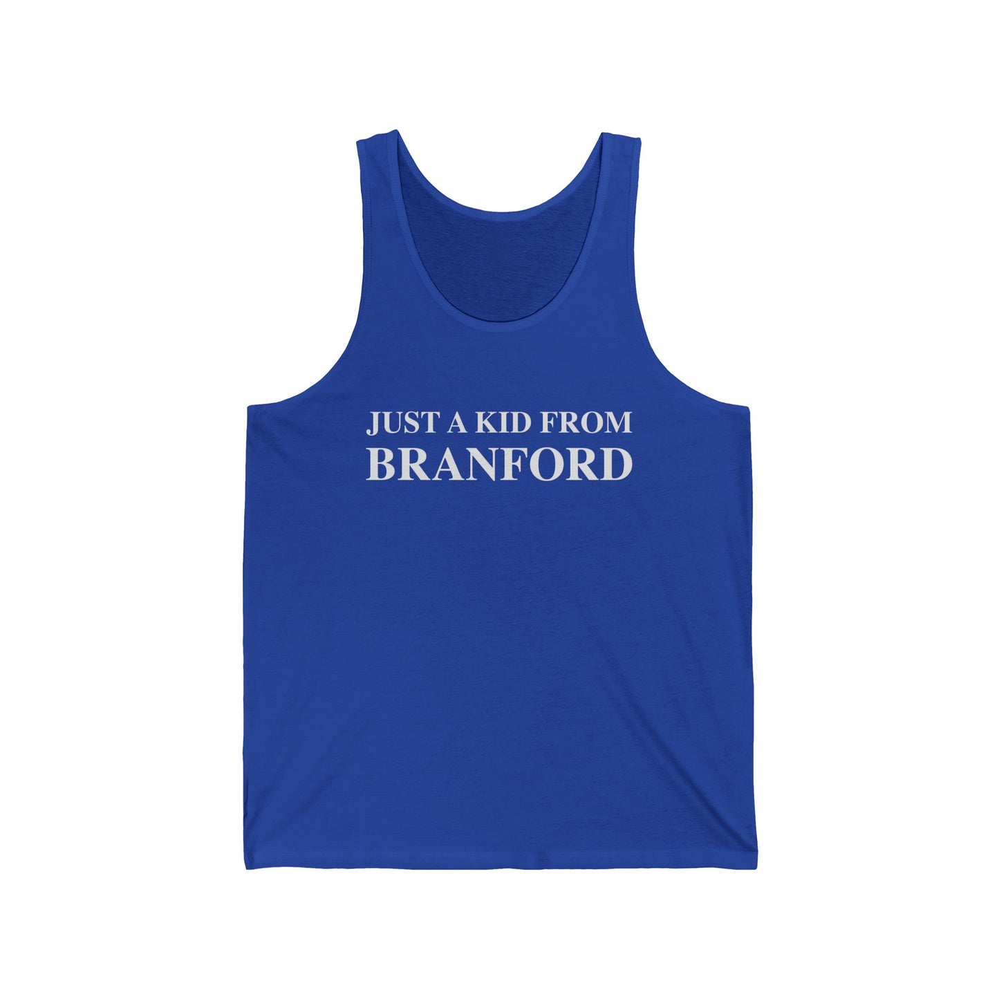 Just a kid from Branford Unisex Jersey Tank