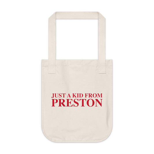 Just a kid from Preston Organic Canvas Tote Bag