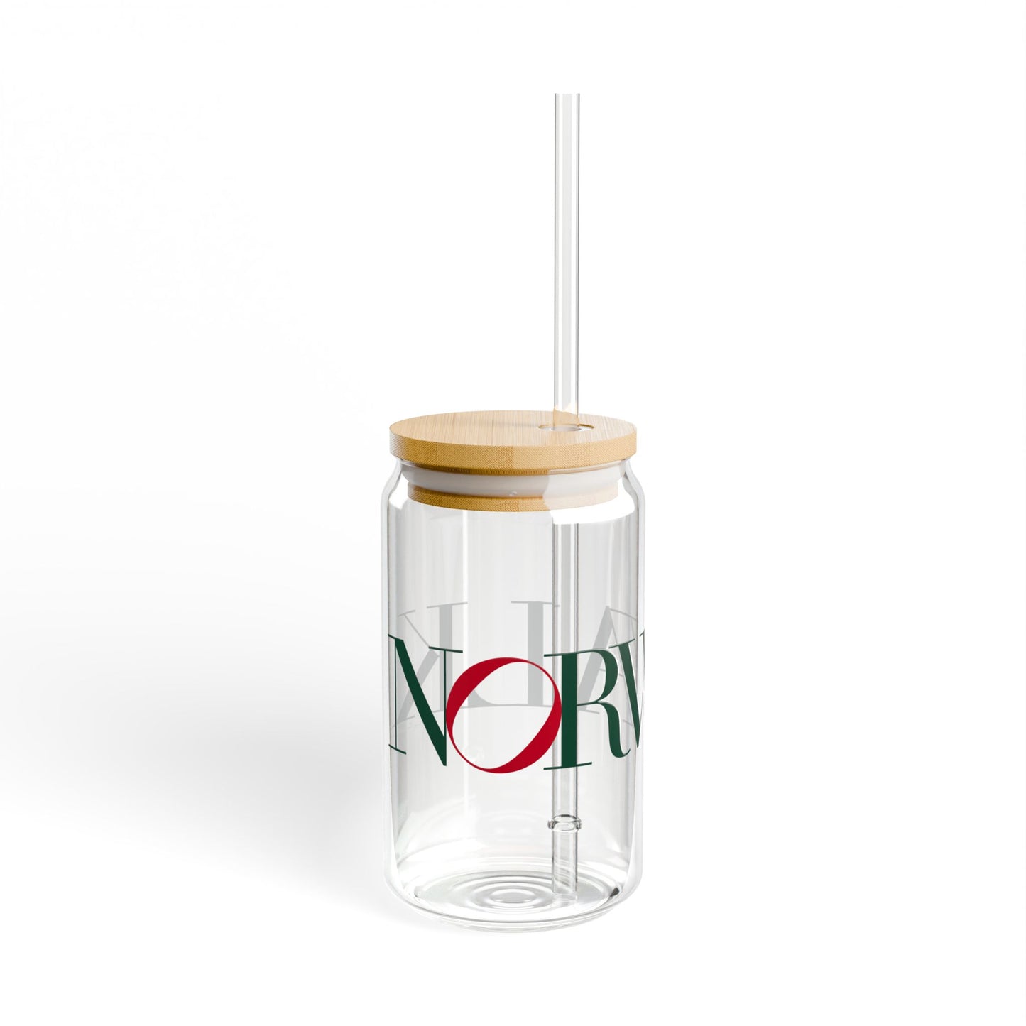 41 Tilt Norwalk Glass Can with Straw and Lid, 16oz