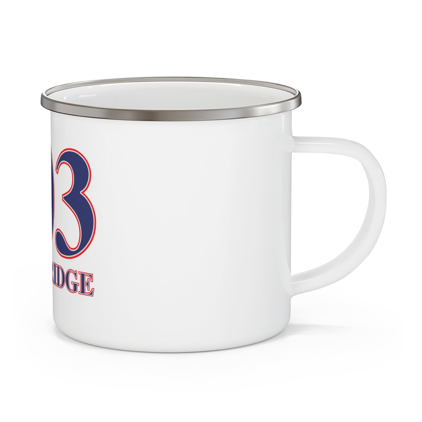 203 Woodbridge Red White & Blue Enamel Camping Mug