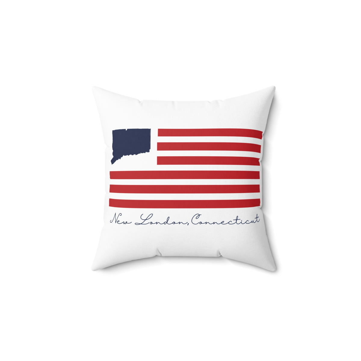 New London Connecticut Flag Spun Polyester Square Pillow