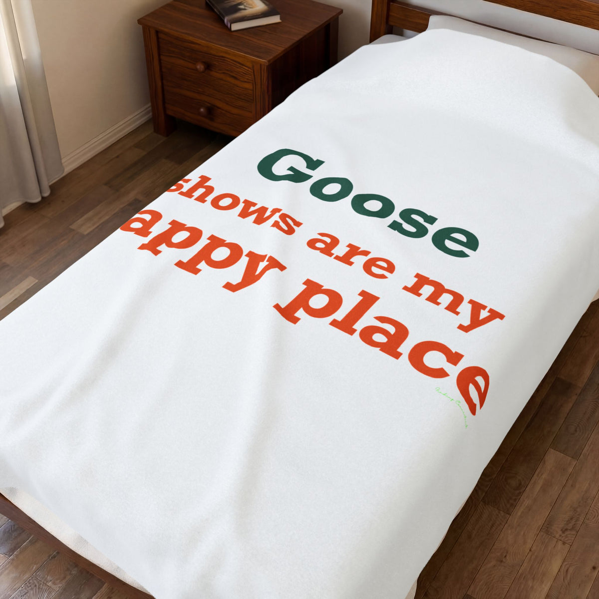 Goose Shows Are My Happy Place  - Orange & Green Velveteen Plush Blanket