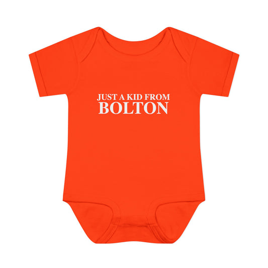 Just a kid from Bolton Infant Baby Rib Bodysuit