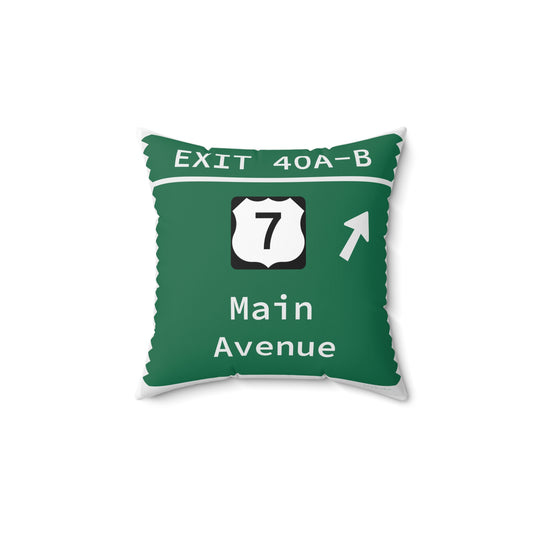 Vintage Merritt Parkway Exit 40 A-B Sign Spun Polyester Square Pillow