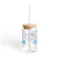Love Connecticut Glass Can with Straw and Lid, 16oz