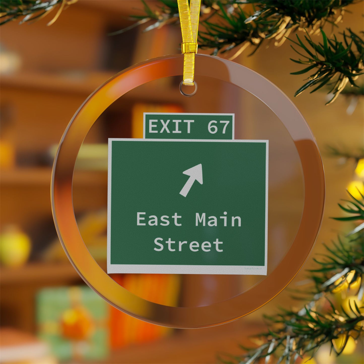 Vintage WCP Exit 67 Sign Glass Ornaments