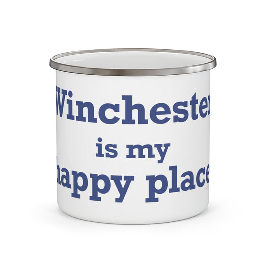 Winchester is My Happy Place Enamel Camping Mug