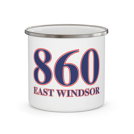 860 East Windsor Red, White & Blue Enamel Camping Mug