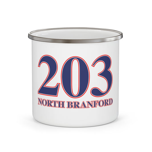 203 North Branford Red White & Blue  Enamel Camping Mug