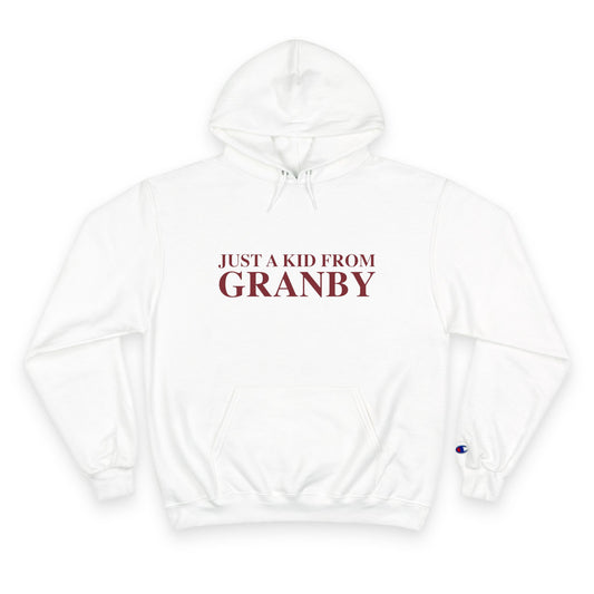 Just a kid from Granby Champion Hoodie