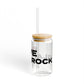 Love Black Rock Glass Can with Straw and Lid, 16oz
