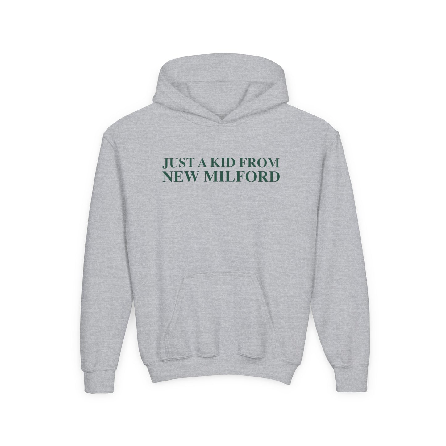 Just a kid from New Milford Youth Heavy Blend Hooded Sweatshirt