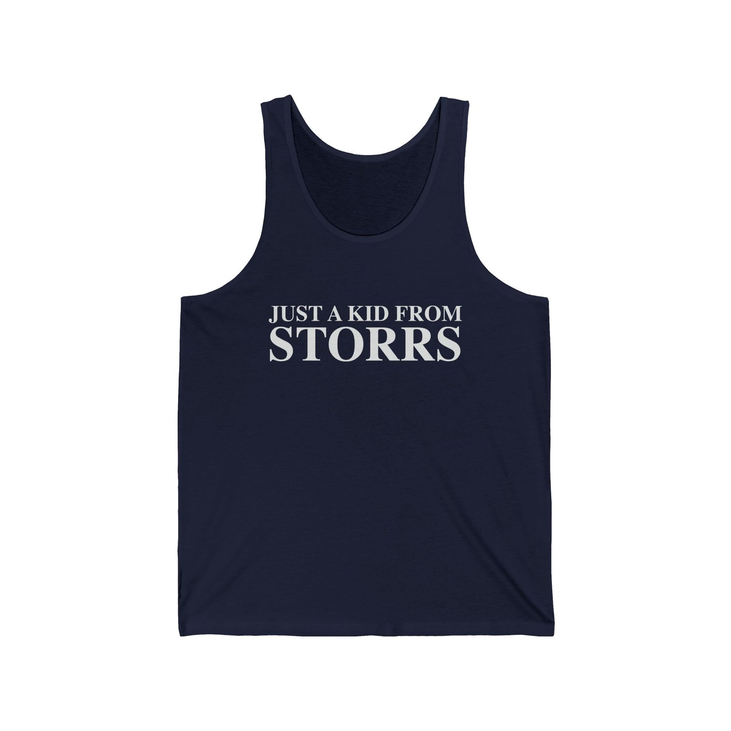Just a kid from Storrs Unisex Jersey Tank Top