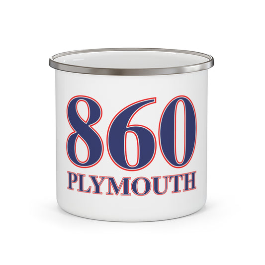 Plymouth Red, White & Blue Enamel Camping Mug
