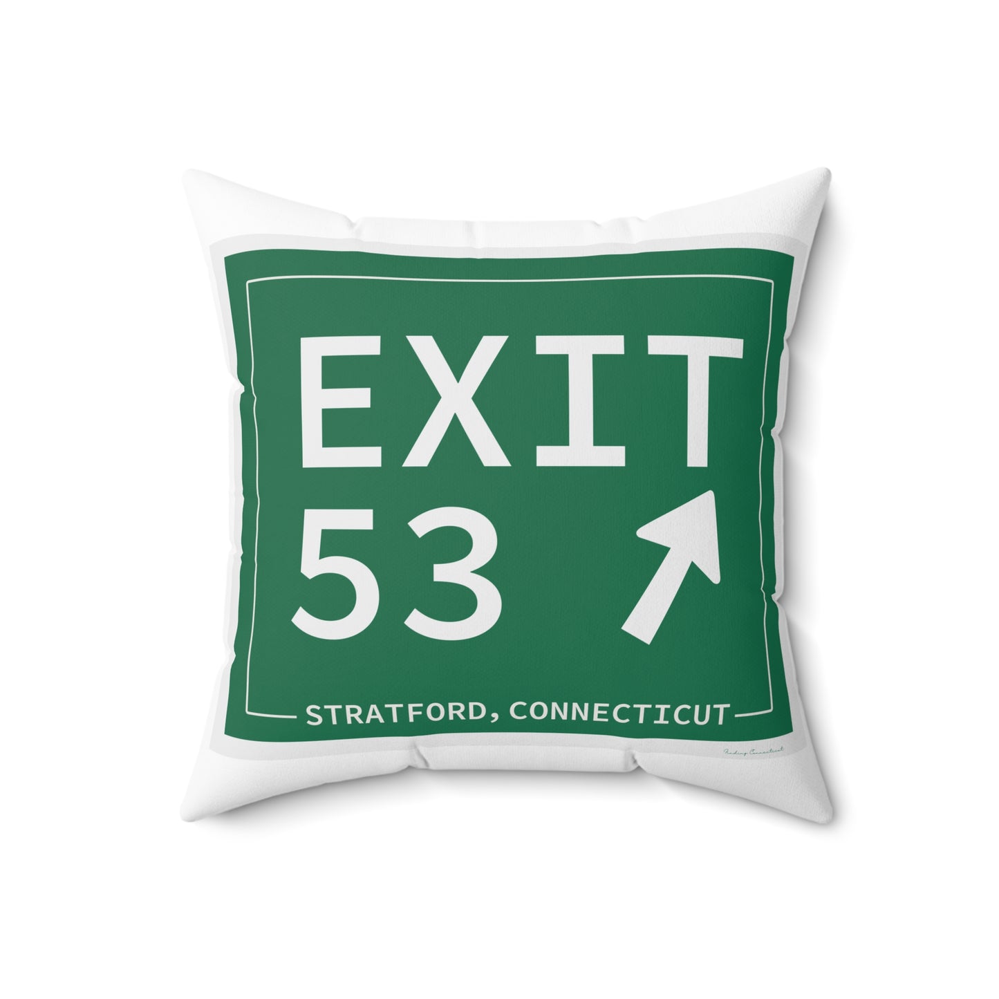 Vintage Exit 53  Merritt Parkway Sign Spun Polyester Square Pillow