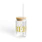 41 Tilt Redding Glass Can with Straw and Lid, 16oz