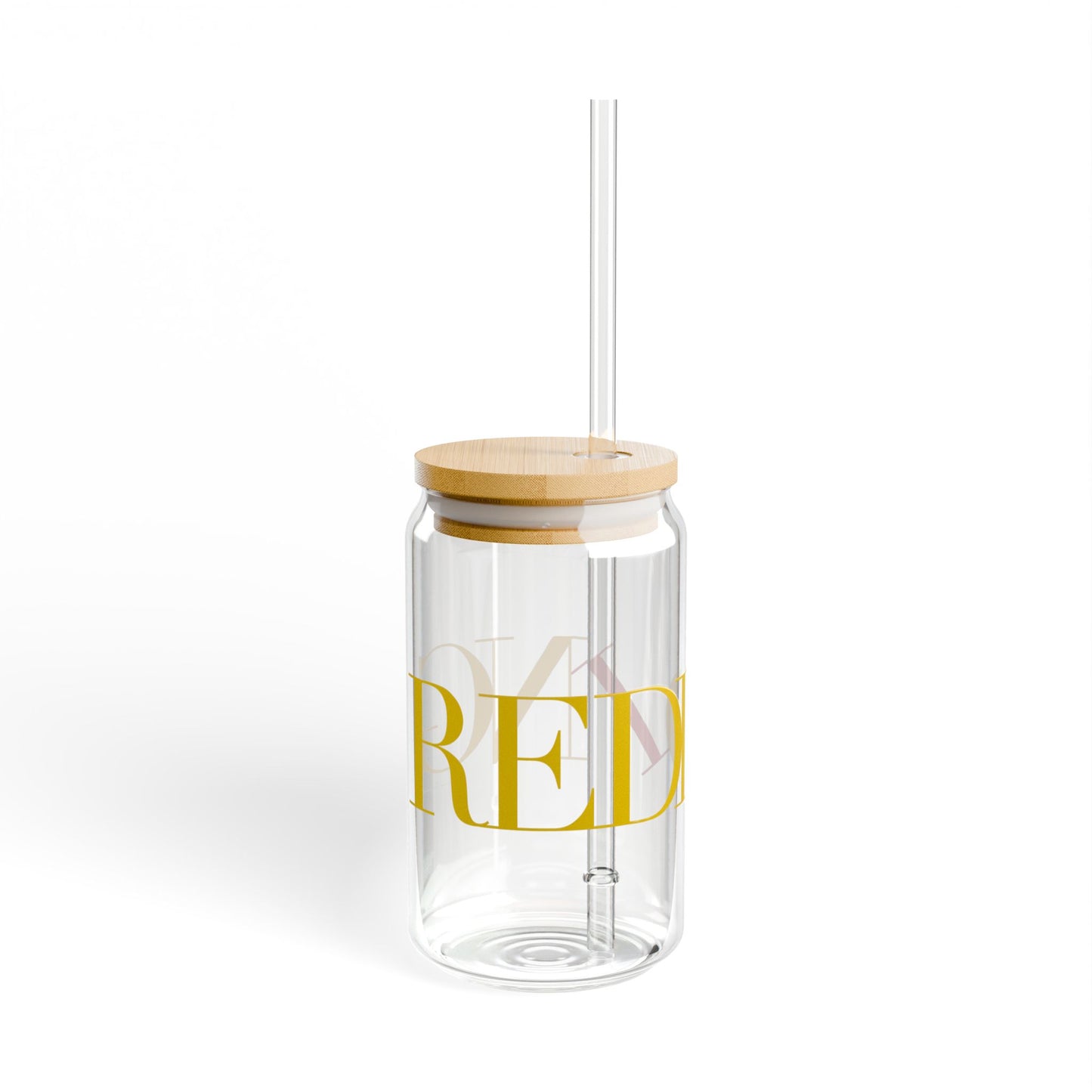 41 Tilt Redding Glass Can with Straw and Lid, 16oz