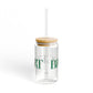 41 Tilt Bridgeport Glass Can with Straw and Lid, 16oz