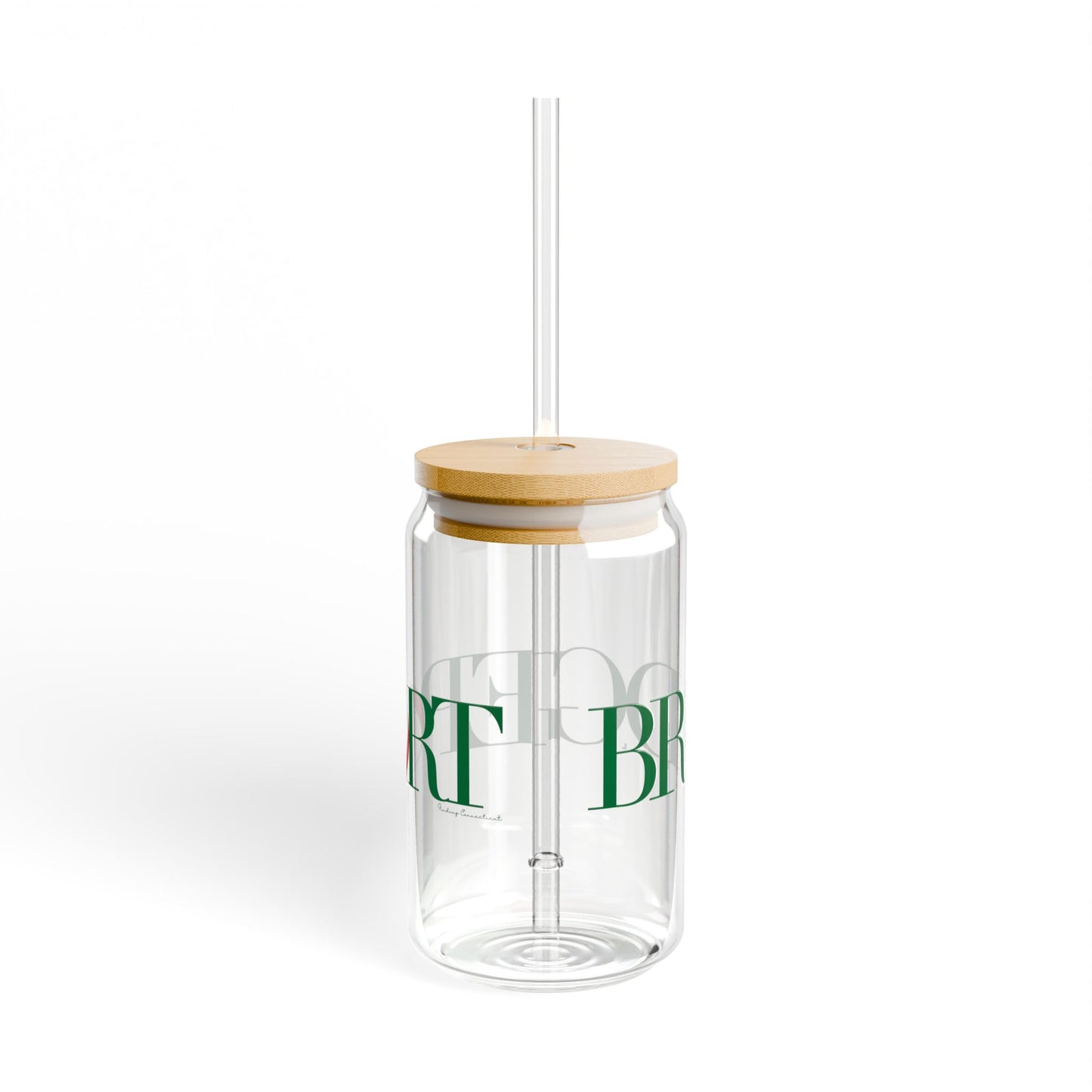41 Tilt Bridgeport Glass Can with Straw and Lid, 16oz