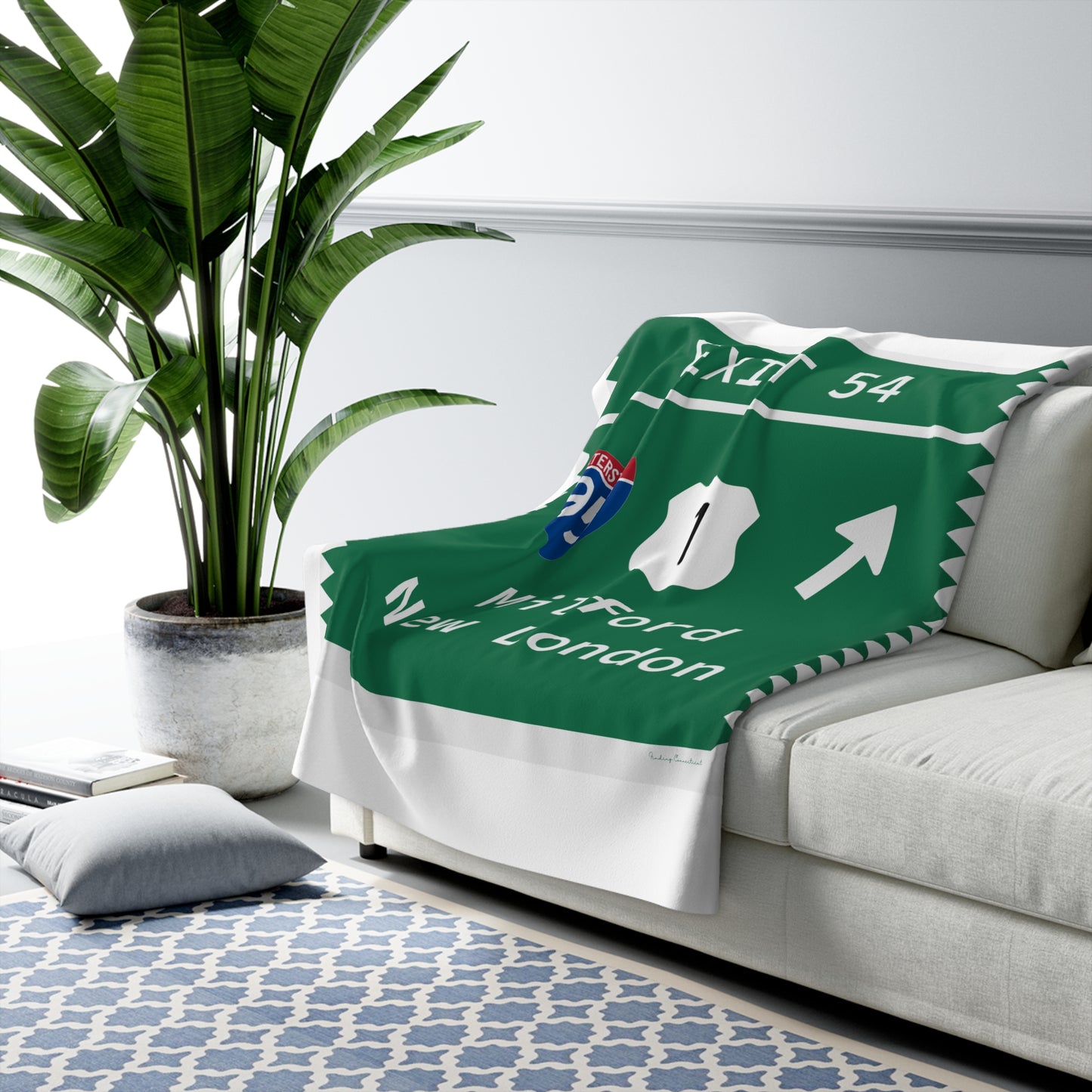 Vintage Merritt Parkway Exit 54 Sign Sherpa Fleece Blanket