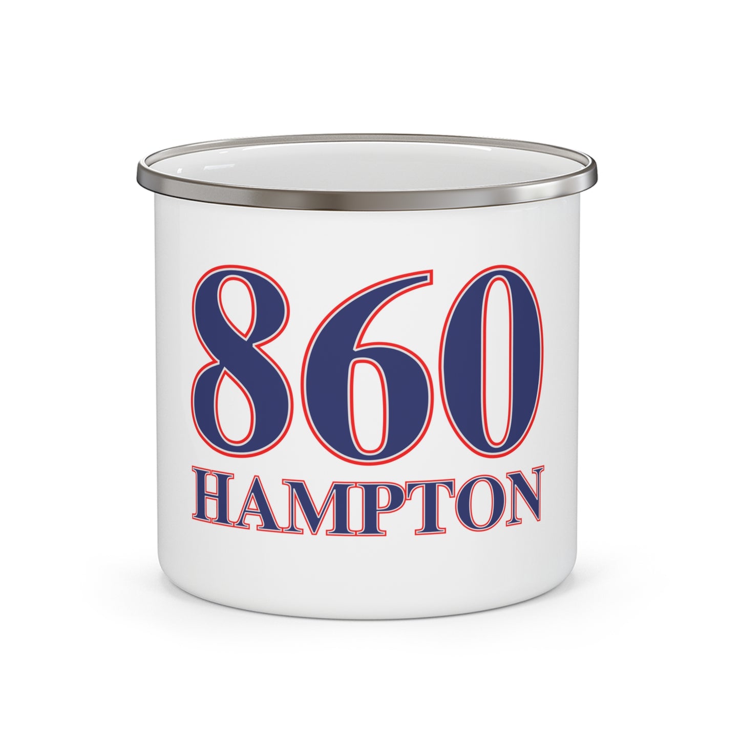 860 Hampton Red, White & Blue Enamel Camping Mug