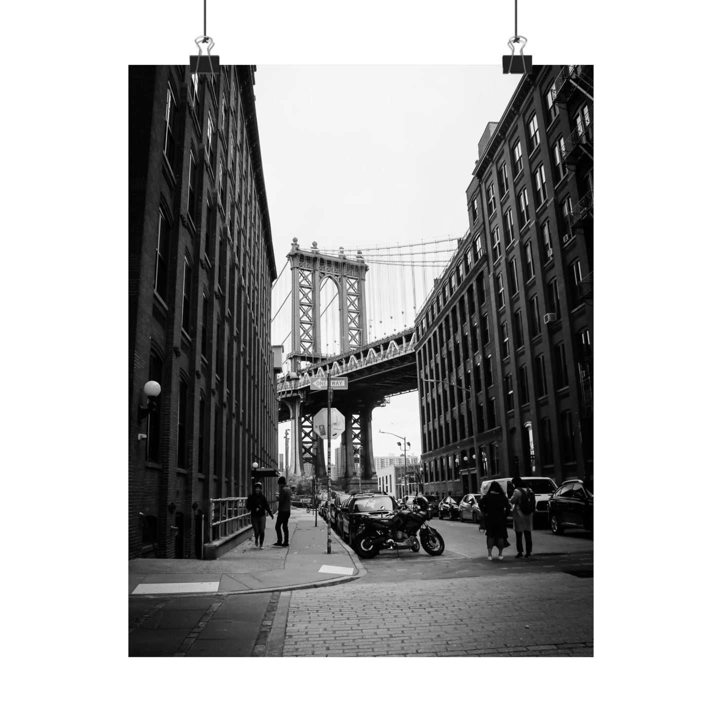Manhattan Bridge Black and White Matte Vertical Posters